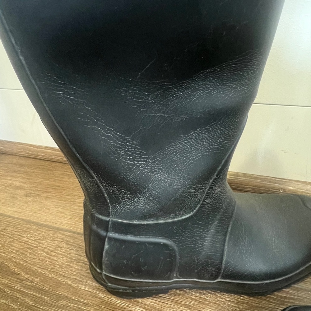 HUNTER Women’s Original Back Adjustable Tall Rain Boot Matte Black Size 6 - Picture 8 of 11